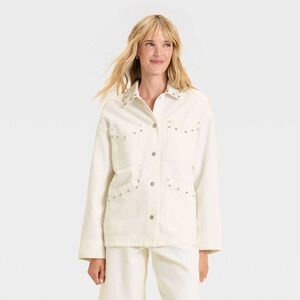 Women's Studded Chore Denim Jacket - Universal Thread White S